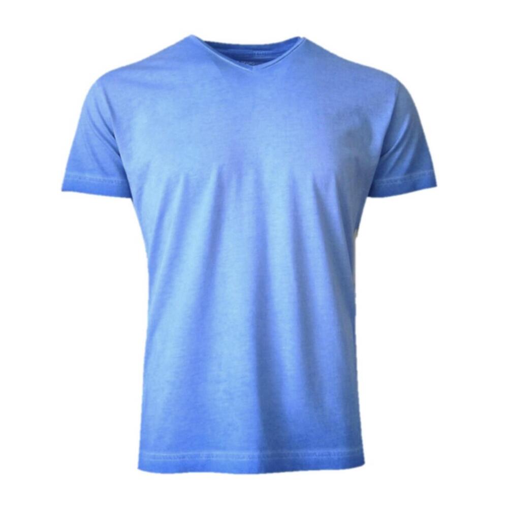 NEW GEORGE ROTH men's short sleeve pima cotton v-neck tee in lagoon